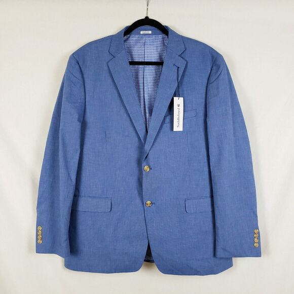 Saddlebred Blazer Jacket Blue 100% Cotton Mens 44L NWT Sport Coat - Picture 1 of 12